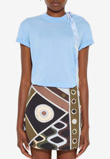 Pucci Crewneck T-shirt with Silk-Bow Light Blue 6HKM71 6H950 I03