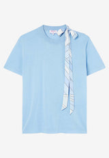 Pucci Crewneck T-shirt with Silk-Bow Light Blue 6HKM71 6H950 I03