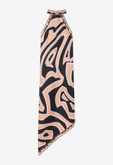 Pucci Labirinto Print Asymmetric Silk Midi Dress Multicolor 6HRH05 6H752 031