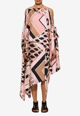Pucci Vivara Print Silk Asymmetric Midi Dress Multicolor 6HRI01 6H841 015