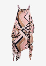 Pucci Vivara Print Silk Asymmetric Midi Dress Multicolor 6HRI01 6H841 015