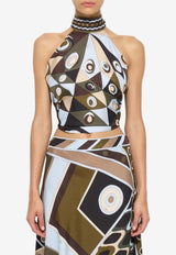 Pucci Occhi Print Silk Halter Top Multicolor 6HRM42 6H721 048