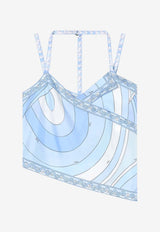 Pucci Iride Print Silk Scarf Top Light Blue 6HRM46 6H754 012