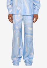 Pucci Marmo Print Silk Pants Light Blue 6HRT99 6H761 005