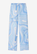 Pucci Marmo Print Silk Pants Light Blue 6HRT99 6H761 005