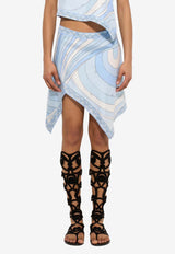 Pucci Iride Print Asymmetric Scarf Skirt Light Blue 6HRV87 6H756 012