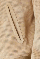 Perforated Cashmere Suede Bomber Jacket