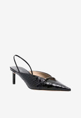 65 Patent Python-Printed Slingback Pumps
