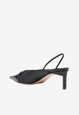 65 Patent Python-Printed Slingback Pumps