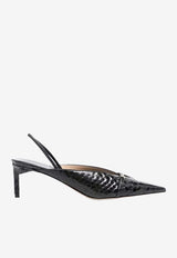 65 Patent Python-Printed Slingback Pumps
