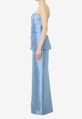 Solace London Lucille Strapless Twill Maxi Dress Light Blue OS47034--BLUE