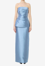 Solace London Lucille Strapless Twill Maxi Dress Light Blue OS47034--BLUE