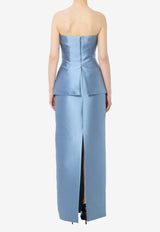 Solace London Lucille Strapless Twill Maxi Dress Light Blue OS47034--BLUE