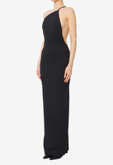 Solace London Alexandra One-Shoulder Crepe Gown Black OS47008--BLACK
