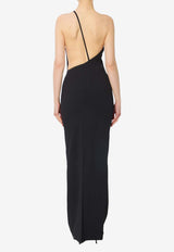 Solace London Alexandra One-Shoulder Crepe Gown Black OS47008--BLACK
