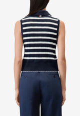 Thom Browne Striped Sleeveless Polo T-shirt Navy FJP122AJ0256_979