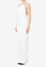 Solace London Alexandra One-Shoulder Crepe Gown White OS47008--CREAM