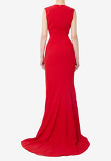 Solace London Althea Deep V-neck Crepe De Chine Gown Red OS47005--RED