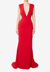 Solace London Althea Deep V-neck Crepe De Chine Gown Red OS47005--RED