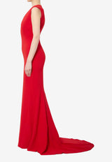 Solace London Althea Deep V-neck Crepe De Chine Gown Red OS47005--RED