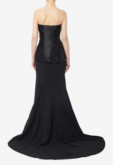 Solace London Alia Satin Crepe Strapless Gown Black OS47031--BLACK