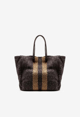 P.A.R.O.S.H. Striped Woven Tote Bag Brown D050700GIBAG_808