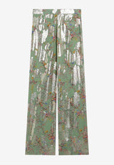 Valentino Printed Silk Pants Green 8B0RB715A72/S_VALE-4JS