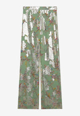 Valentino Printed Silk Pants Green 8B0RB715A72/S_VALE-4JS