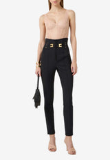 Elisabetta Franchi V-neck Transparent Bodysuit Beige BO00961E2_EA1