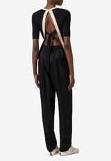 Elisabetta Franchi Crewneck Tie-Fastening Top Black MK67S61E2_685