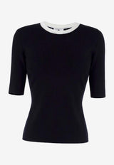 Elisabetta Franchi Crewneck Tie-Fastening Top Black MK67S61E2_685