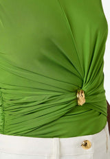 Elisabetta Franchi Jewel-Detail Crewneck Top Green TO03761E2_EV3