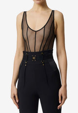 Elisabetta Franchi Tulle Micro-Mesh Bodysuit Black BO00961E2_110