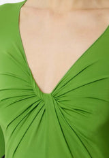 Elisabetta Franchi Draped Long-Sleeved Bodysuit Green BO01261E2_EV3