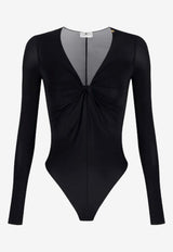 Elisabetta Franchi Draped Long-Sleeved Bodysuit Black BO01261E2_110