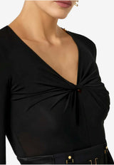 Elisabetta Franchi Draped Long-Sleeved Bodysuit Black BO01261E2_110