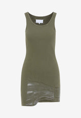 Ribbed Jersey Asymmetric Mini Dress