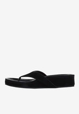 Suede Chunky Flip-Flop Sandals