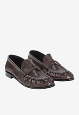 Side-Logo Leather Penny Loafers