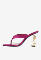 Opyum 85 Sculptural Logo-Heel Satin Sandals