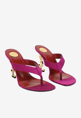 Opyum 85 Sculptural Logo-Heel Satin Sandals
