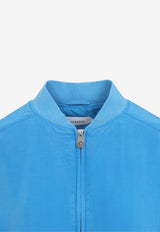 Ribbed Collar Zip-Up Blouson