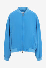 Ribbed Collar Zip-Up Blouson
