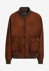 Miu Miu Waxed Suede Leather Jacket Brown MPW012OOO19ML/S_MIU-F0042