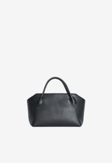 The Row Terrasse Hammered Leather Top Handle Bag Black W2027-L97-BLACK