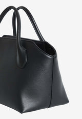 The Row Terrasse Hammered Leather Top Handle Bag Black W2027-L97-BLACK