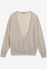Prada Wide V-neck Cashmere Cardigan Beige P25O22OOO19VK/T_PRADA-F0F24