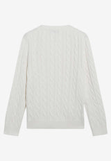 Prada Cable Knit V-neck Sweater White P24D3MOOO19VL/T_PRADA-F0009
