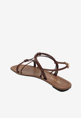 Prada Leather Flat Sandals Brown 1X406O005011/T_PRADA-F0054