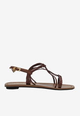 Prada Leather Flat Sandals Brown 1X406O005011/T_PRADA-F0054
